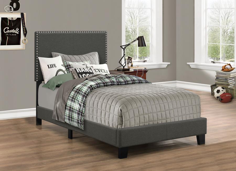 (image for) Boyd Upholstered Twin Panel Bed Charcoal