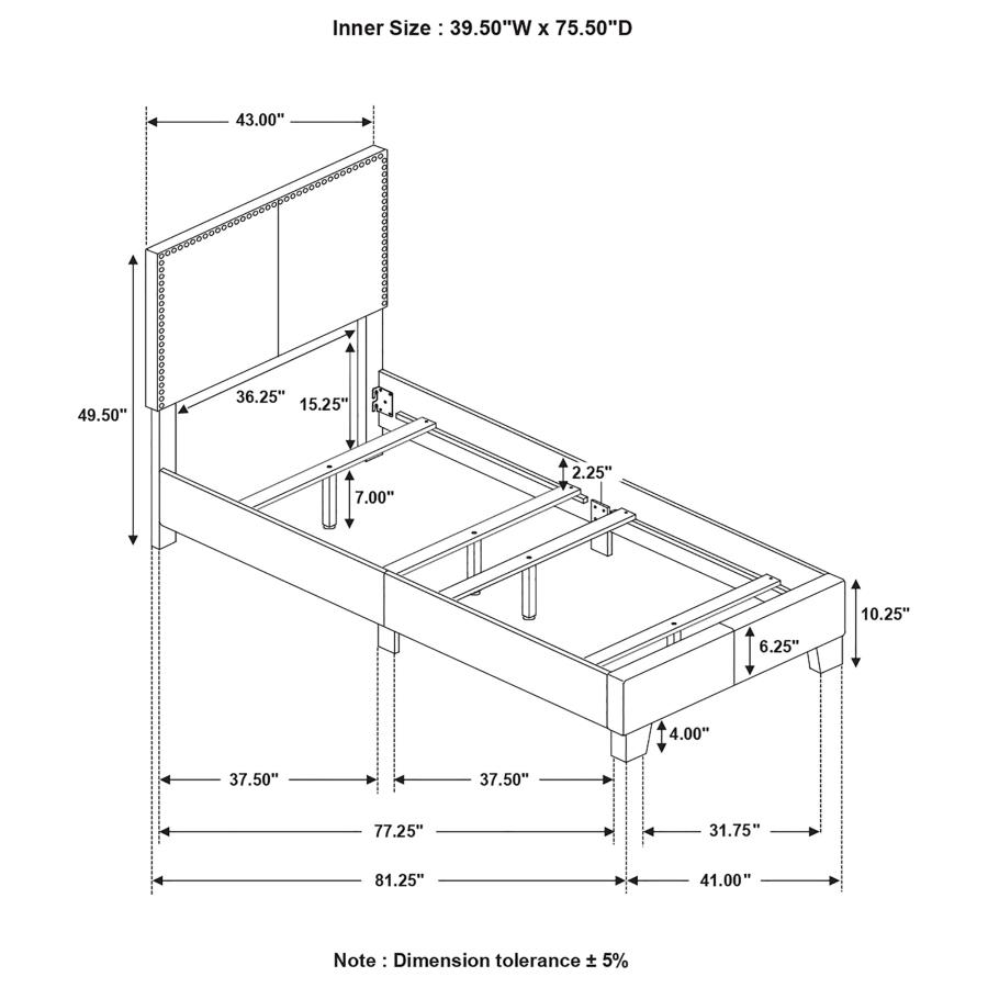 (image for) Boyd Upholstered Twin Panel Bed Grey