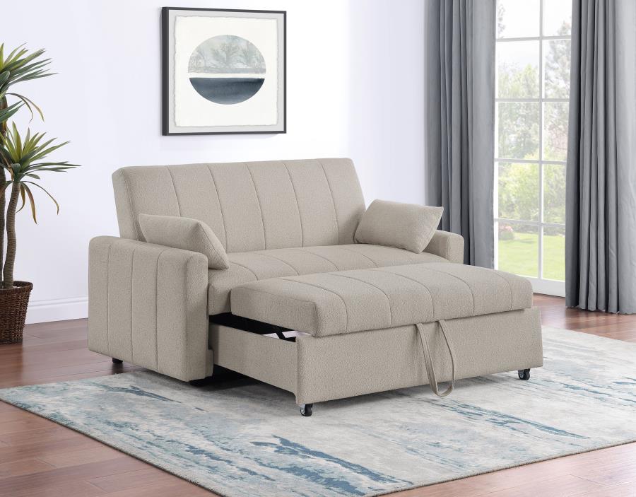 (image for) Portland Boucle Upholstered Sleeper Sofa Bed Latte