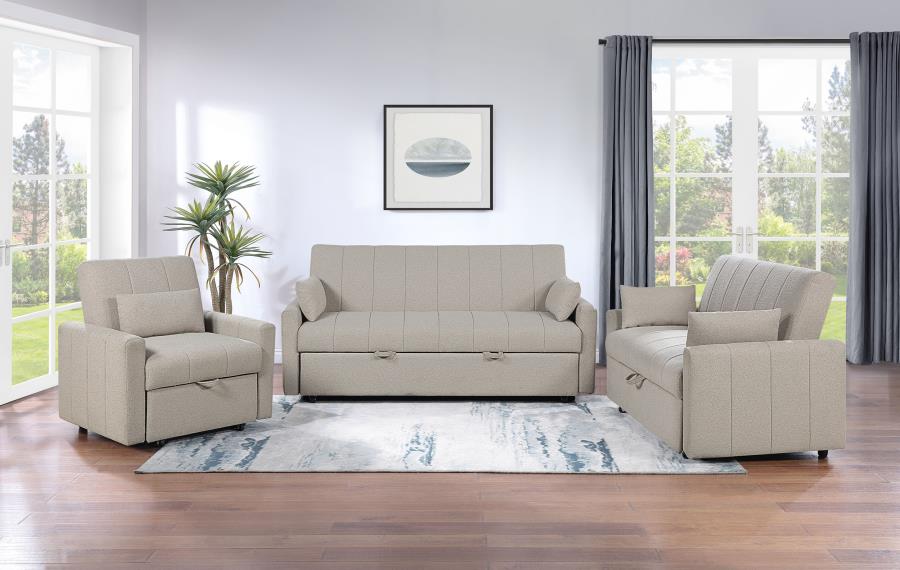 Modal Additional Images for Portland Boucle Upholstered Sleeper Sofa Bed Latte