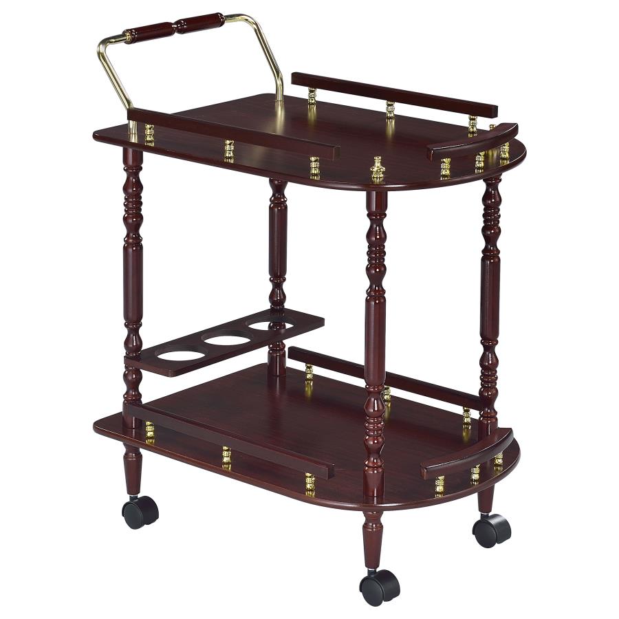 (image for) Palmer 2-tier Rectangular Wood Bar Cart Merlot - Click Image to Close