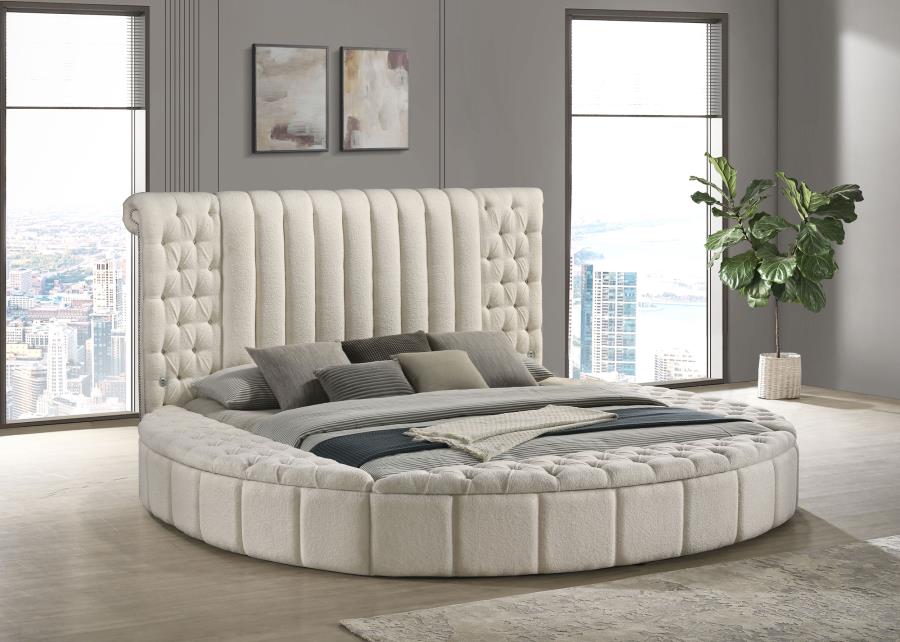 (image for) Sonya Upholstered Eastern King Round Storage Bed Ivory