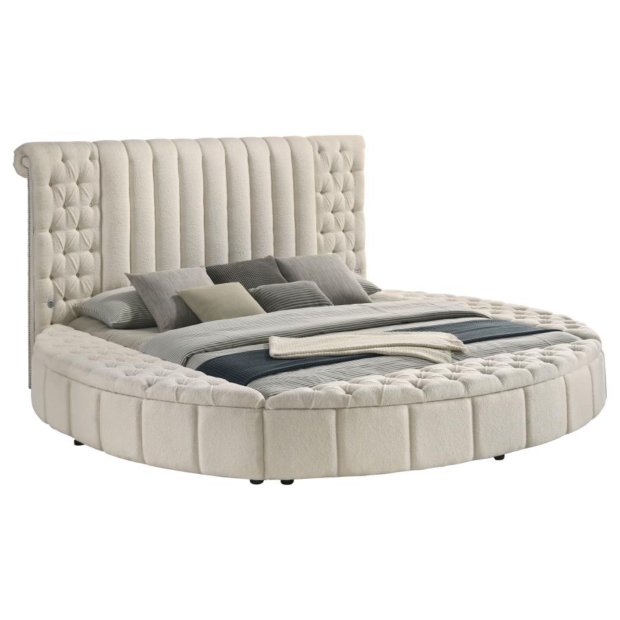 (image for) Sonya Upholstered Eastern King Round Storage Bed Ivory