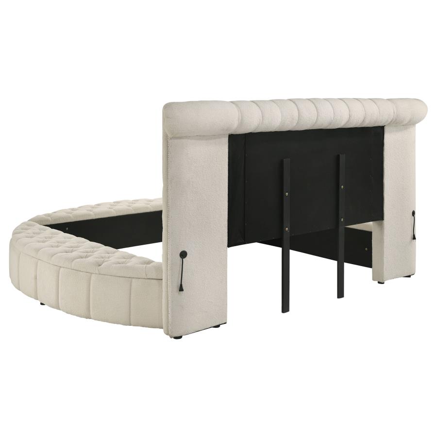 (image for) Sonya Upholstered Eastern King Round Storage Bed Ivory