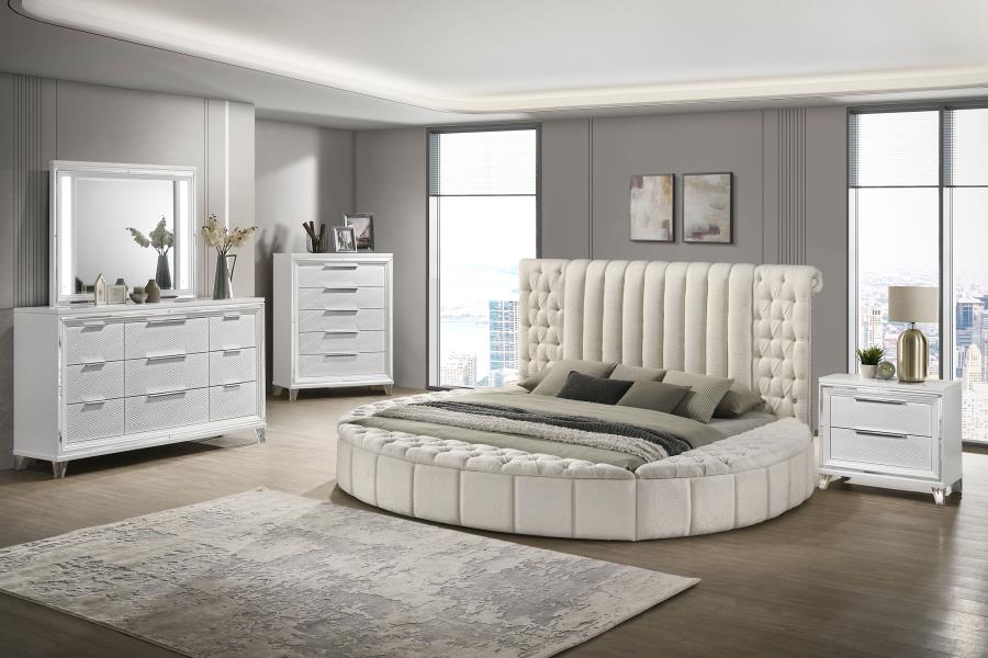 (image for) Sonya Upholstered Queen Round Storage Bed Ivory