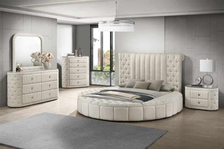 Modal Additional Images for Sonya 6-drawer Upholstered Bedroom Dresser with Mirror Ivory