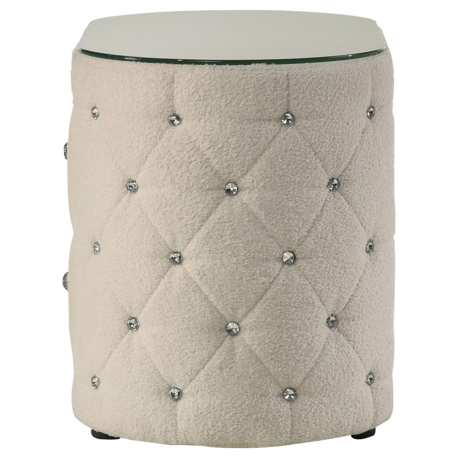 (image for) Sonya 2-drawer Upholstered Nightstand Bedside Table Ivory