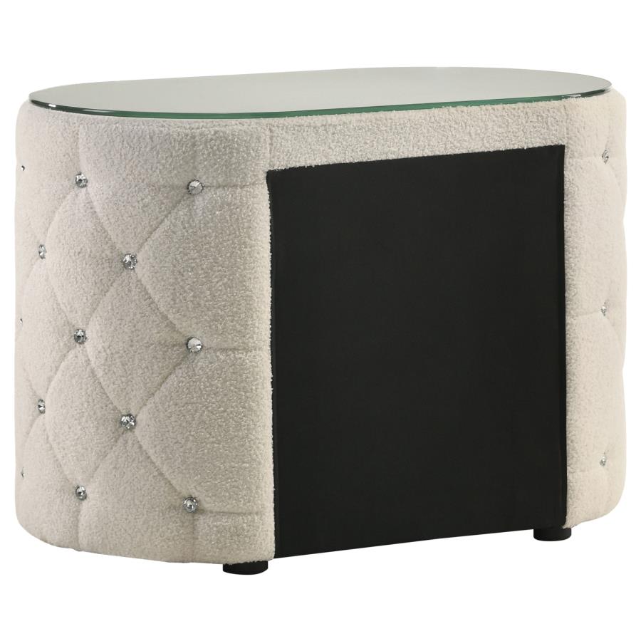 (image for) Sonya 2-drawer Upholstered Nightstand Bedside Table Ivory