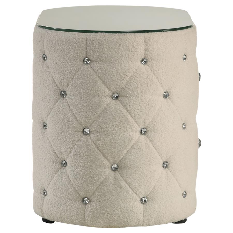 (image for) Sonya 2-drawer Upholstered Nightstand Bedside Table Ivory