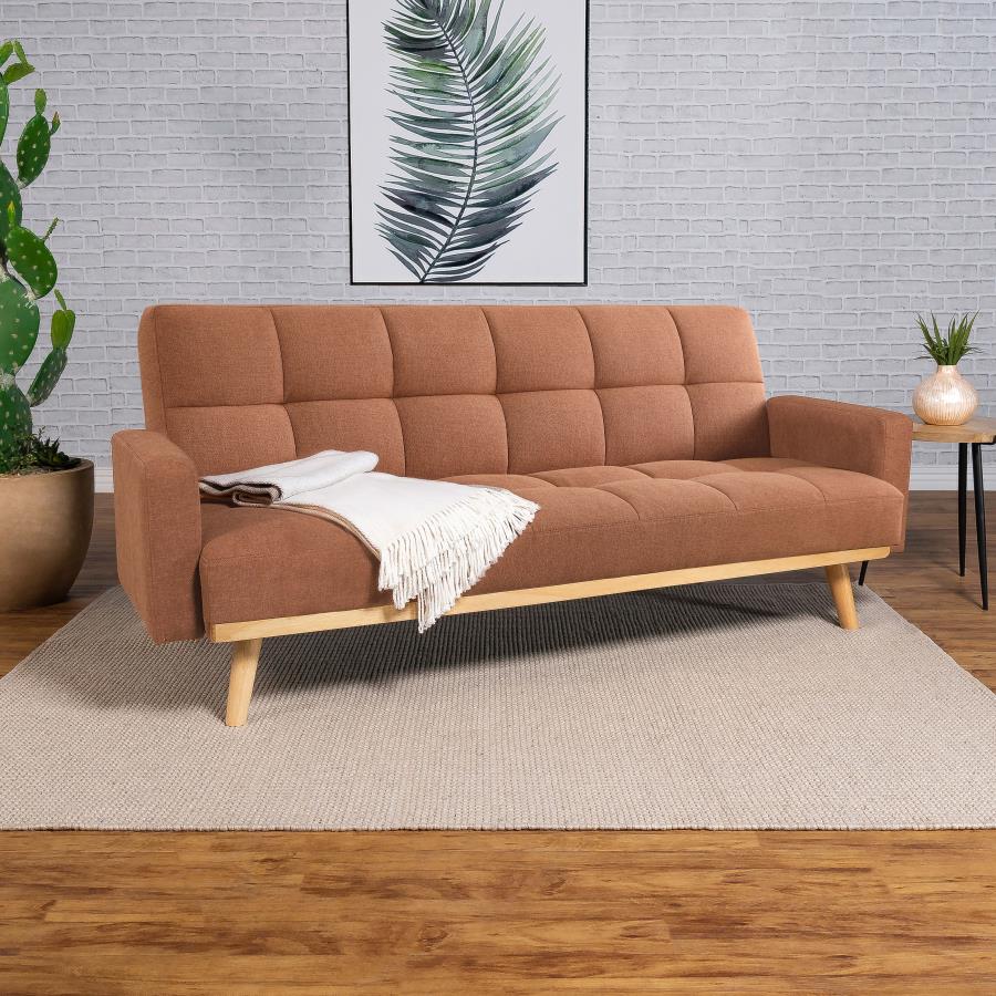 (image for) Kourtney Upholstered Tufted Convertible Sofa Bed Terracotta