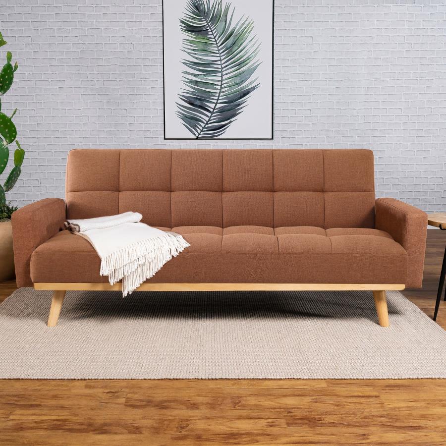 (image for) Kourtney Upholstered Tufted Convertible Sofa Bed Terracotta