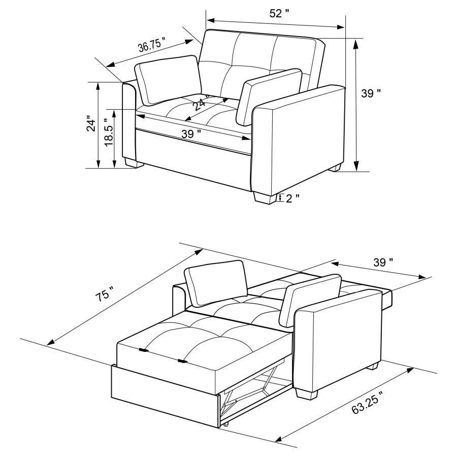 (image for) Edith Upholstered Convertible Sleeper Sofa Bed Grey