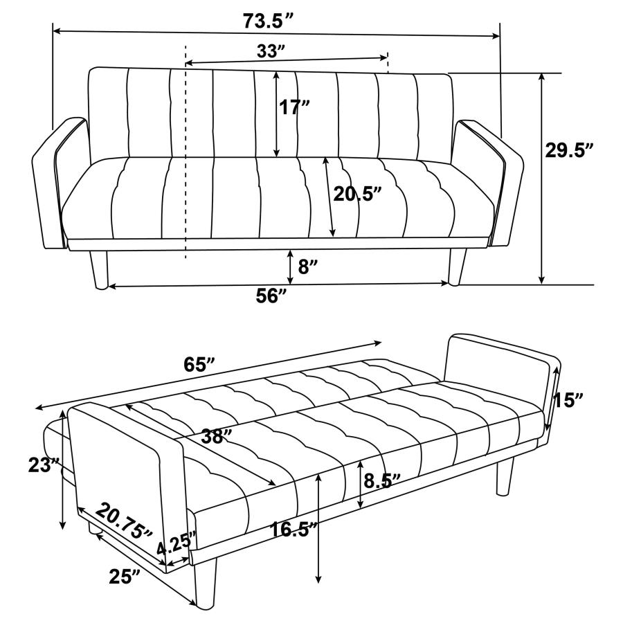 (image for) Sommer Upholstered Tufted Convertible Sofa Bed Grey