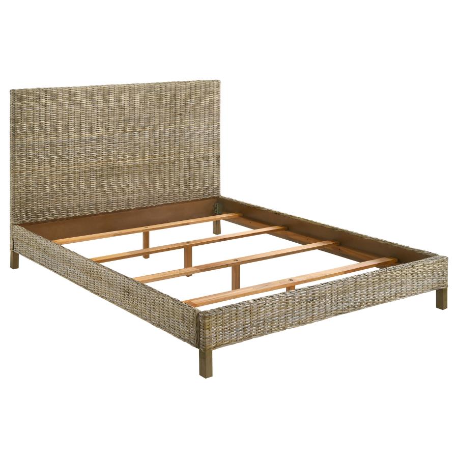 (image for) Zyla Wood Eastern King Panel Bed Kubu Grey - Click Image to Close