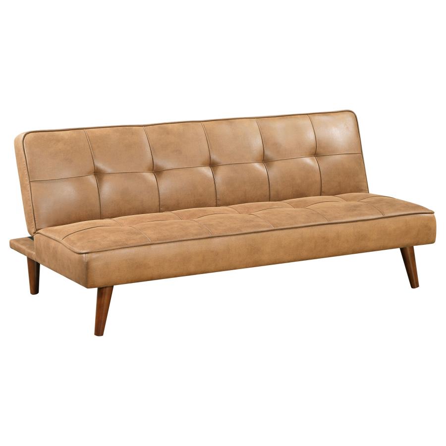 (image for) Jenson Upholstered Tufted Convertible Sofa Bed Saddle Brown - Click Image to Close