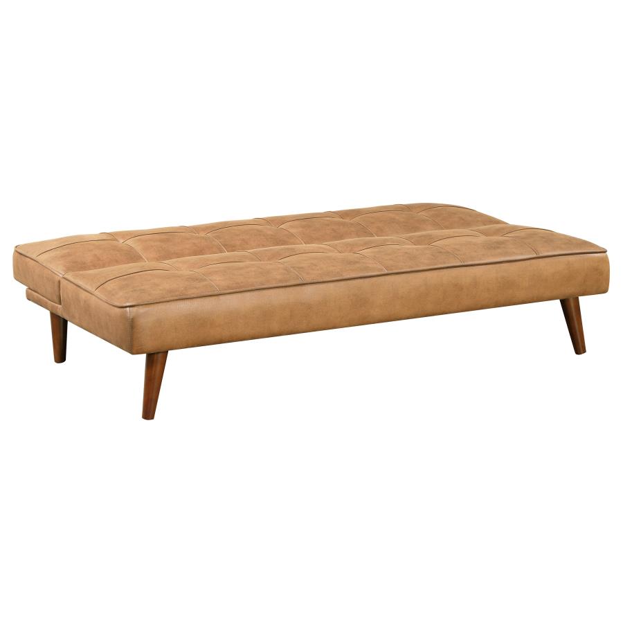 (image for) Jenson Upholstered Tufted Convertible Sofa Bed Saddle Brown