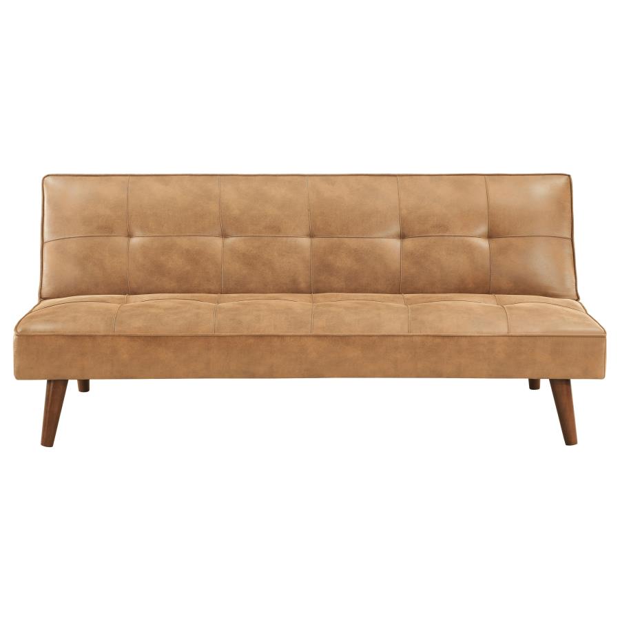 (image for) Jenson Upholstered Tufted Convertible Sofa Bed Saddle Brown