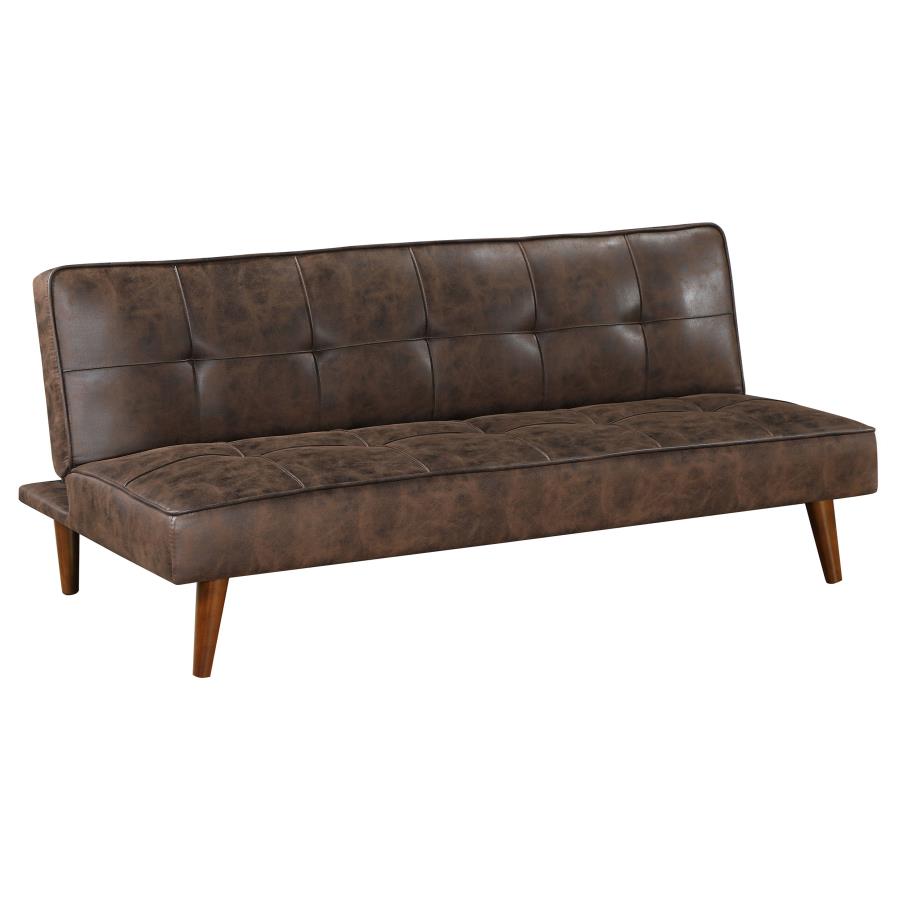 (image for) Jenson Upholstered Tufted Convertible Sofa Bed Dark Coffee