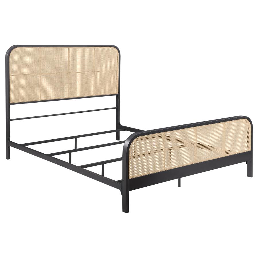 (image for) Lanewood Open Cane Rattan Metal Eastern King Bed Black - Click Image to Close