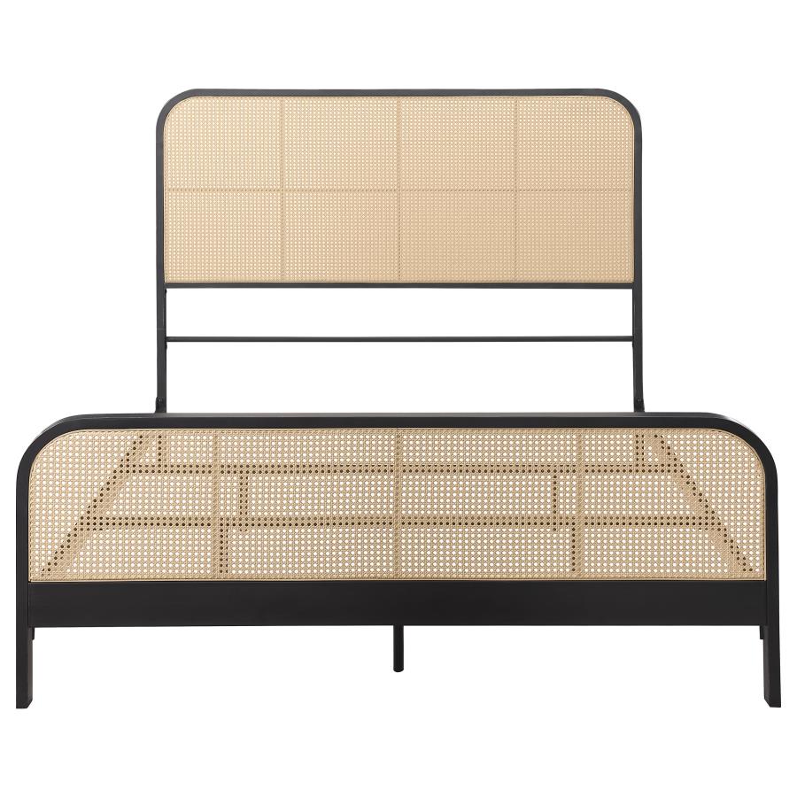 (image for) Lanewood Open Cane Rattan Metal Eastern King Bed Black