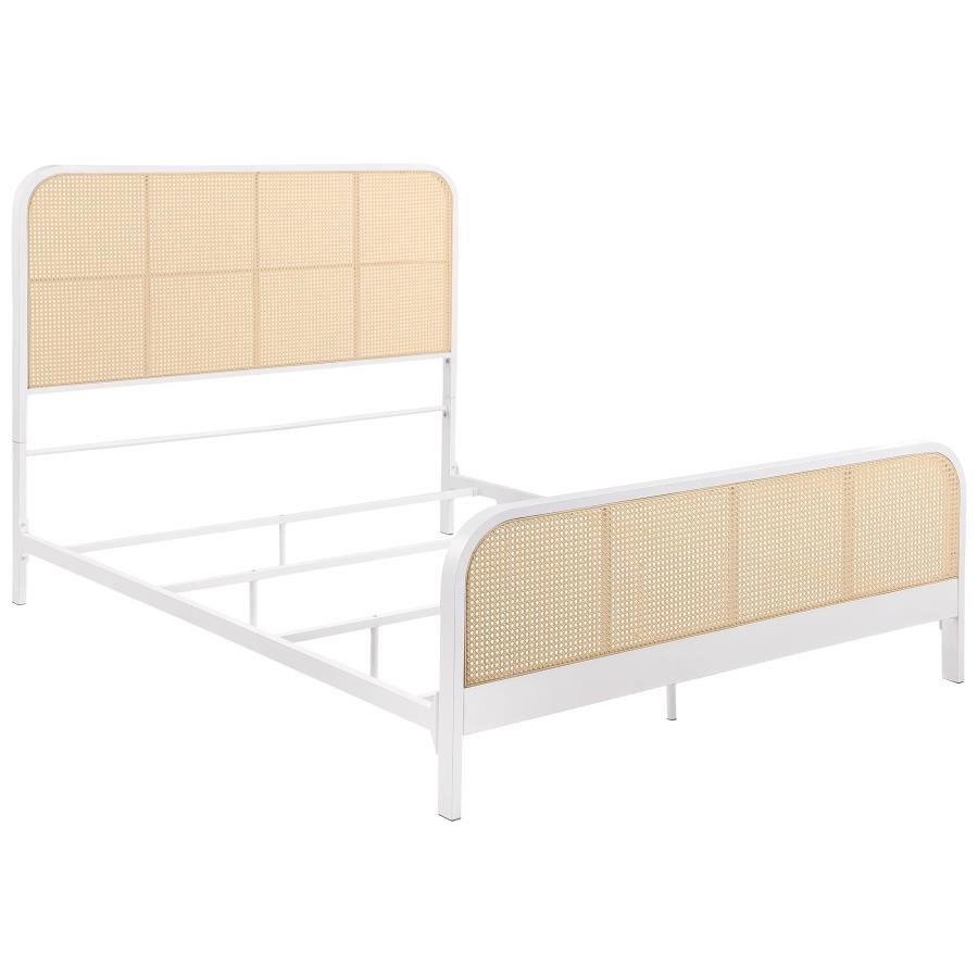 (image for) Lanewood Open Cane Rattan Metal Eastern King Bed White - Click Image to Close