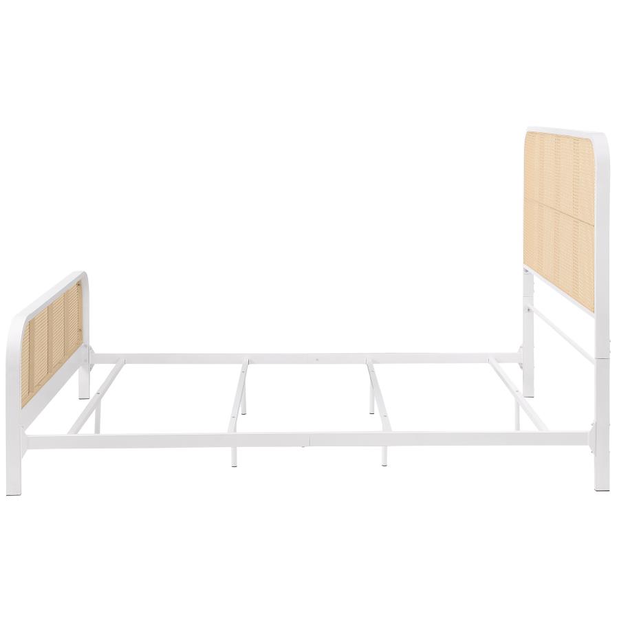 (image for) Lanewood Open Cane Rattan Metal Eastern King Bed White