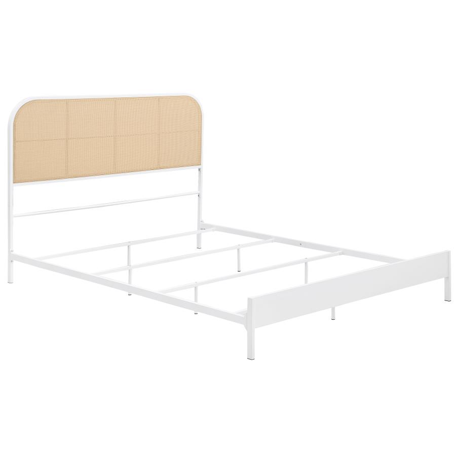 (image for) Amherst Radio Weave Rattan Metal Full Bed White - Click Image to Close