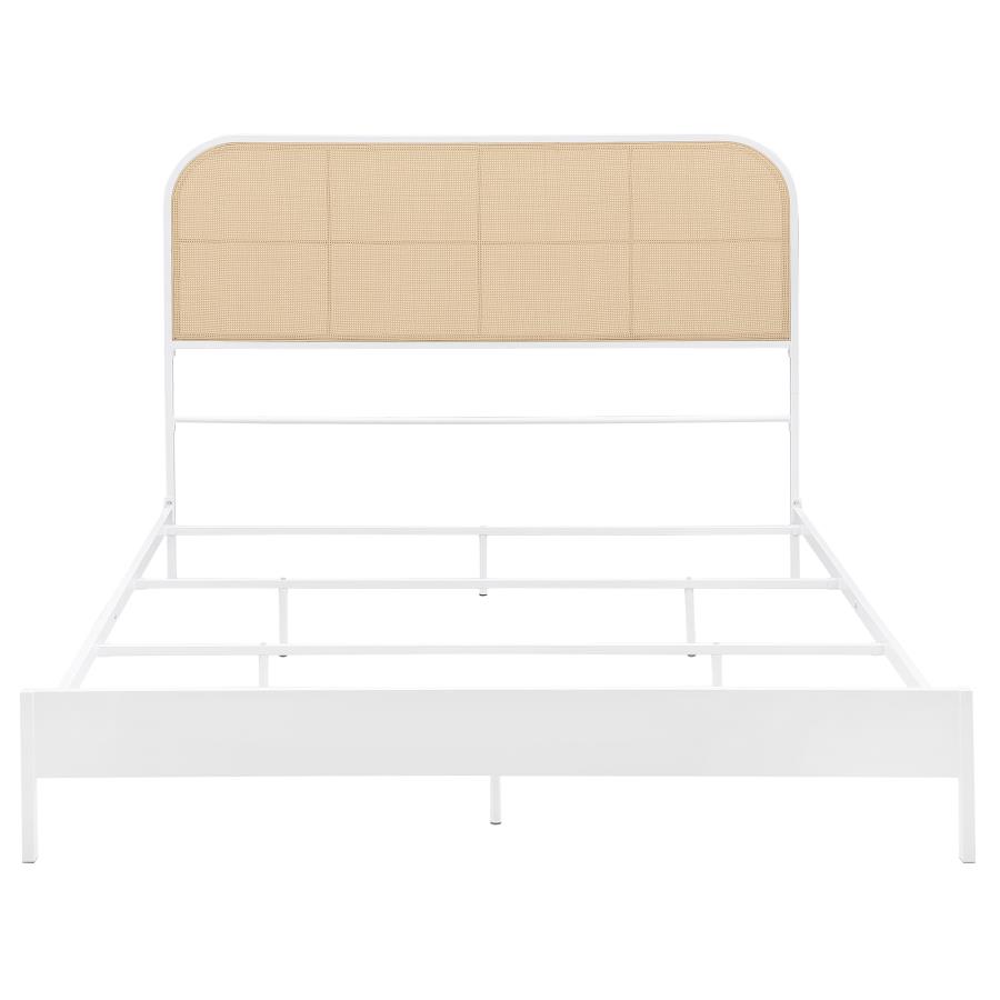 (image for) Amherst Radio Weave Rattan Metal Eastern King Bed White