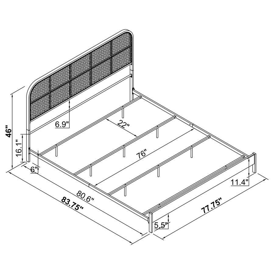 (image for) Amherst Radio Weave Rattan Metal Eastern King Bed White