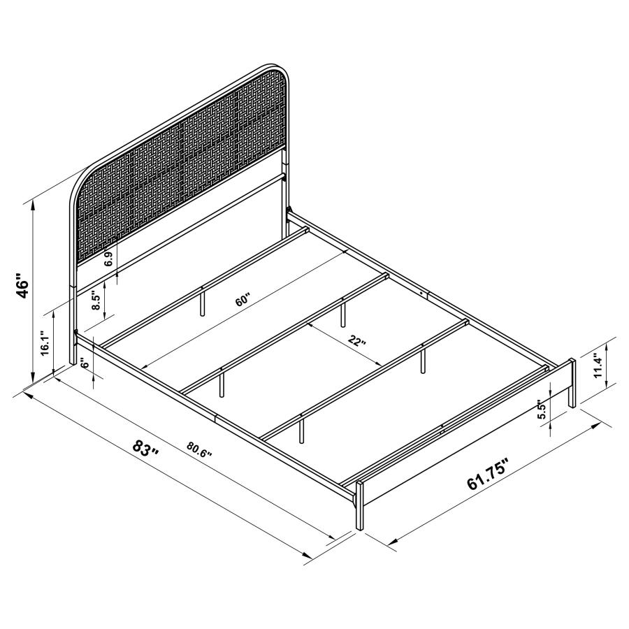 (image for) Amherst Radio Weave Rattan Metal Queen Bed White