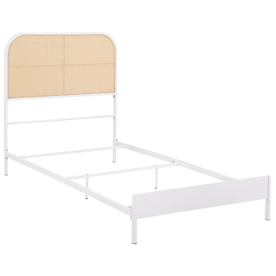 (image for) Amherst Radio Weave Rattan Metal Twin Bed White