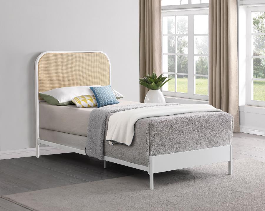 (image for) Amherst Radio Weave Rattan Metal Twin Bed White