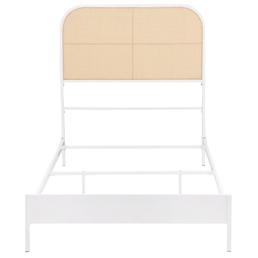 (image for) Amherst Radio Weave Rattan Metal Twin Bed White