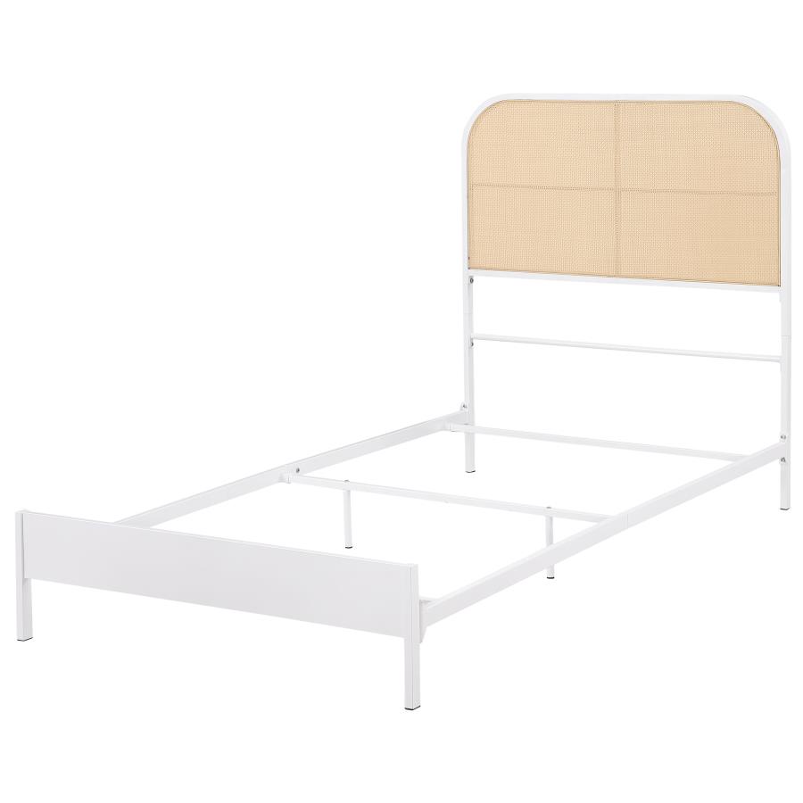 (image for) Amherst Radio Weave Rattan Metal Twin Bed White