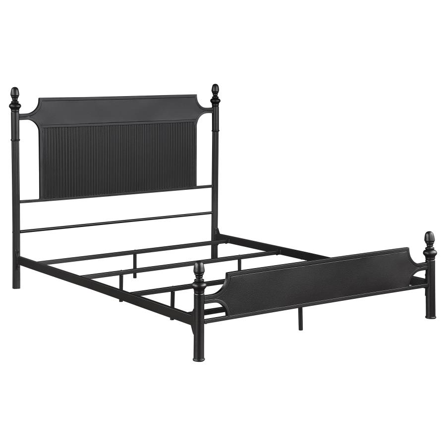 (image for) Cameron 51-inch Metal Eastern King Panel Bed Black - Click Image to Close