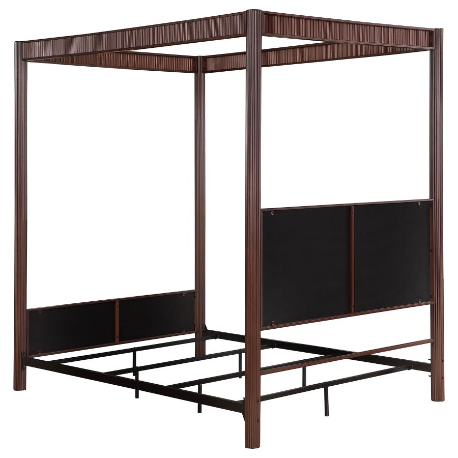 (image for) Zimmerlee 89-inch Metal Eastern King Canopy Bed Rust Brown