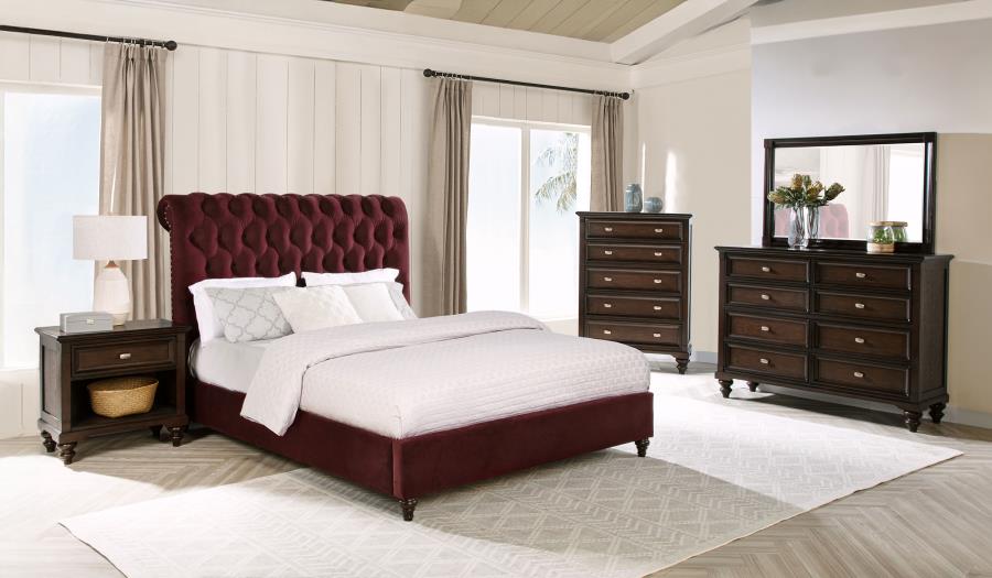 Modal Additional Images for Devon 57-inch Upholstered Full Panel Bed Wine Red