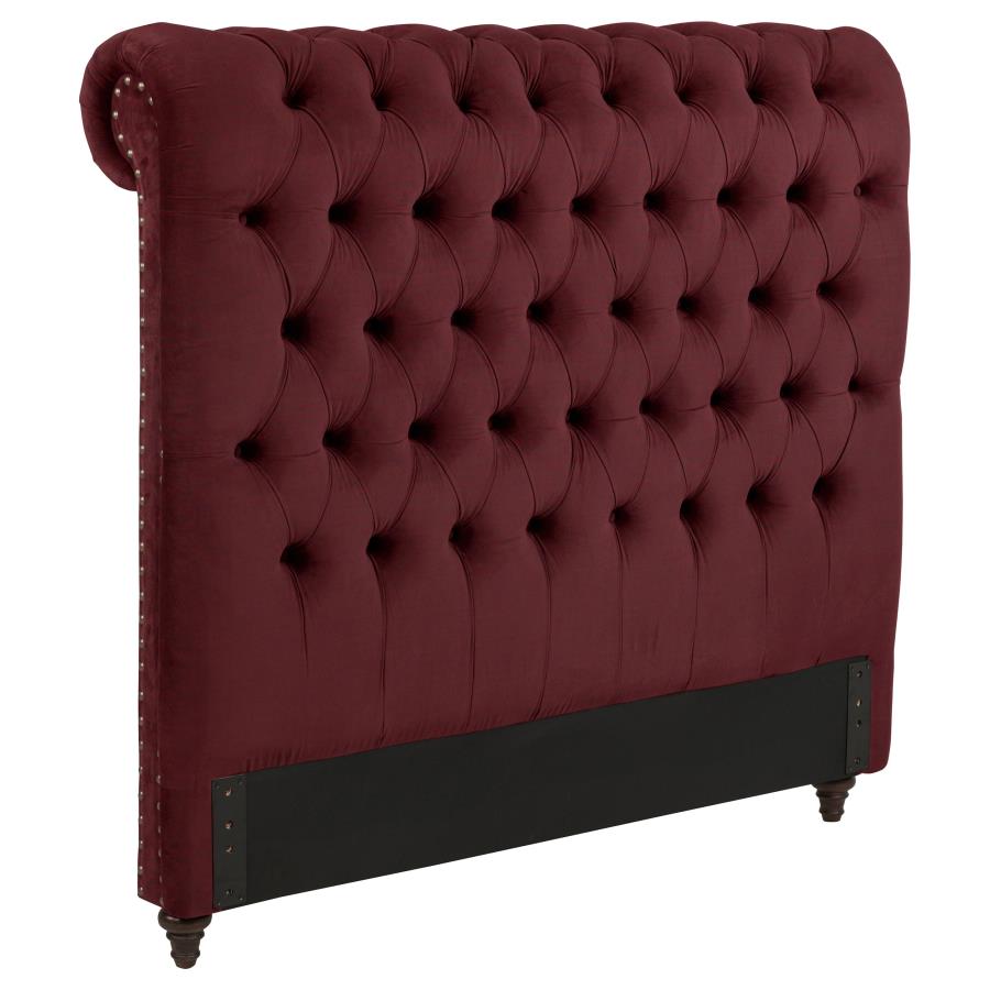 (image for) Devon 57-inch Upholstered Full Headboard Wine Red