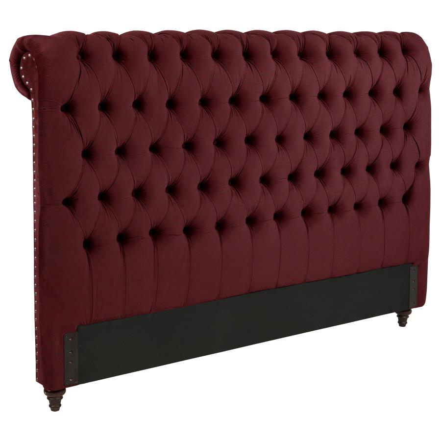 (image for) Devon 57-inch Upholstered Eastern King Headboard Wine Red