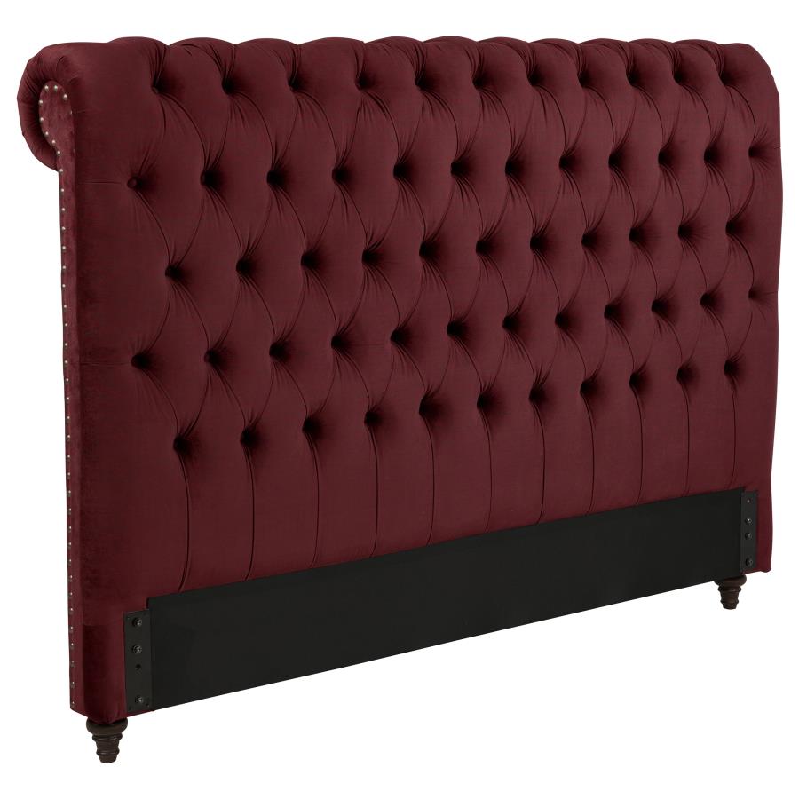 (image for) Devon 57-inch Upholstered California King Headboard Wine Red