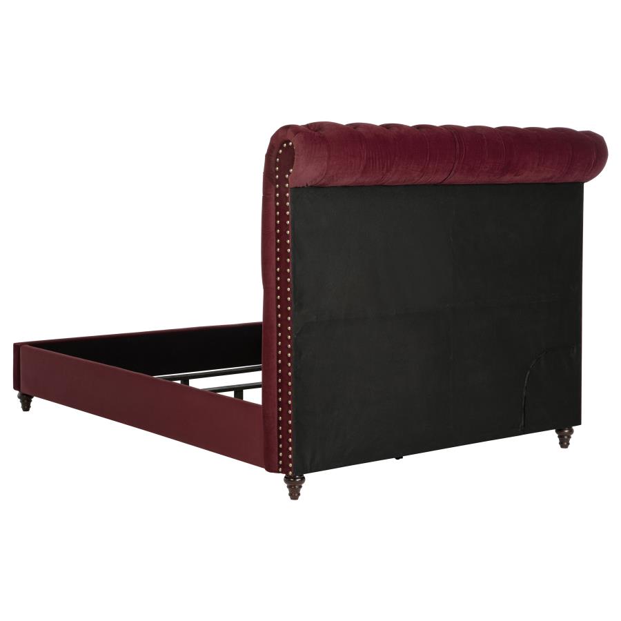 (image for) Devon 57-inch Upholstered Queen Panel Bed Wine Red