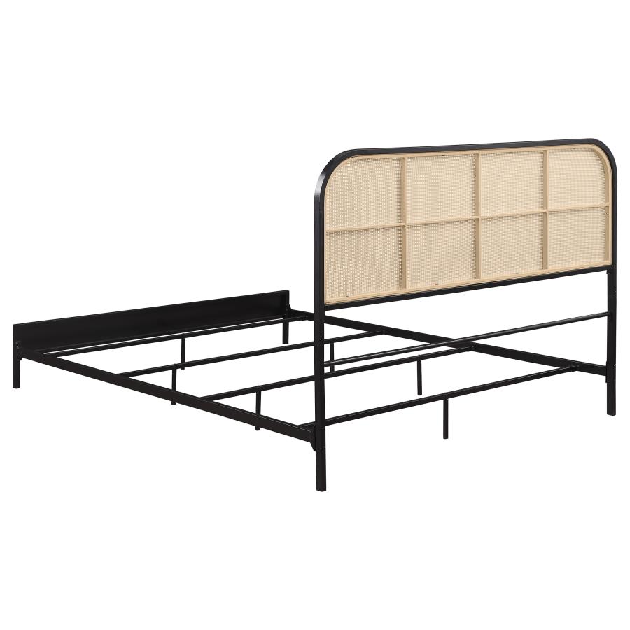 (image for) Amherst Radio Weave Rattan Metal Full Bed Black