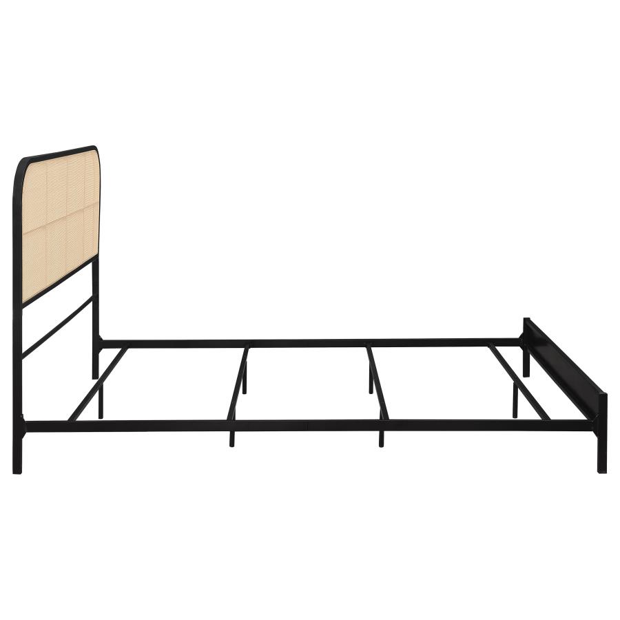 (image for) Amherst Radio Weave Rattan Metal Eastern King Bed Black