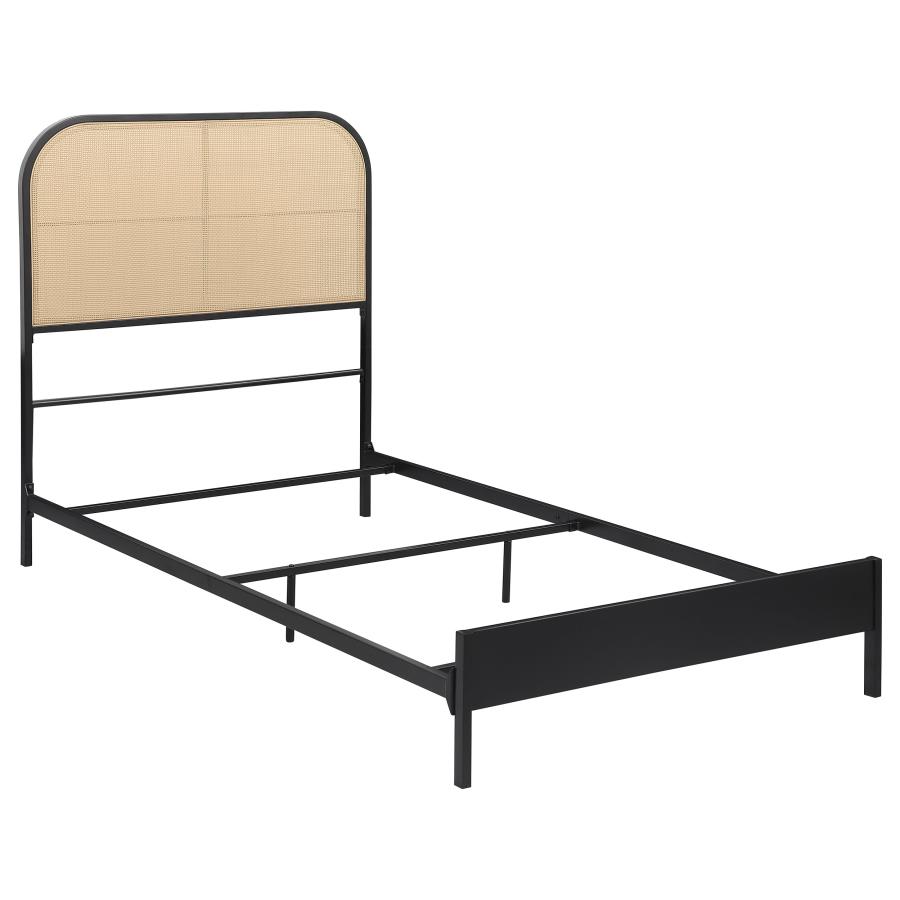 (image for) Amherst Radio Weave Rattan Metal Full Bed Black - Click Image to Close