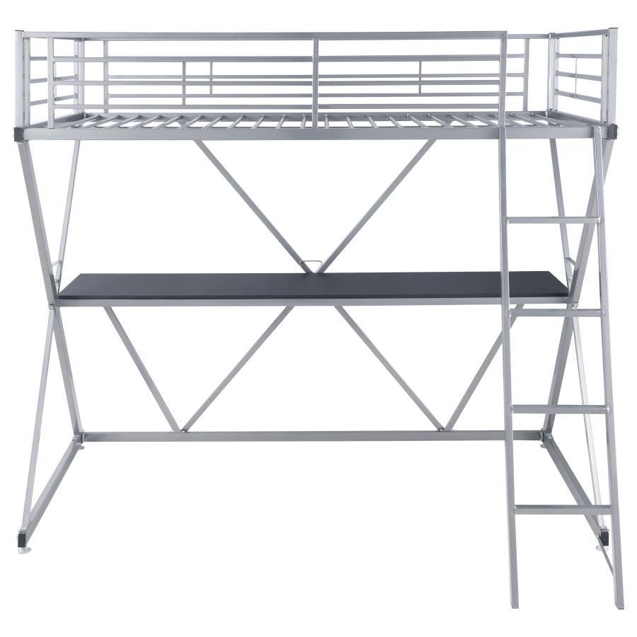 (image for) Hyde Metal Twin Workstation Loft Bed Silver