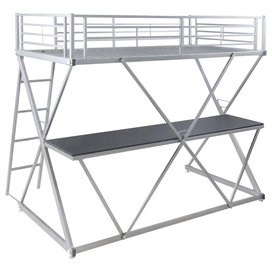 (image for) Hyde Metal Twin Workstation Loft Bed Silver