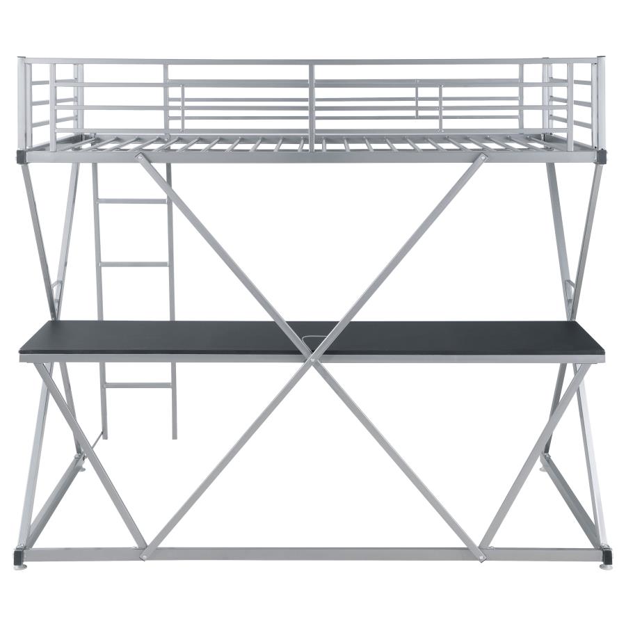 (image for) Hyde Metal Twin Workstation Loft Bed Silver