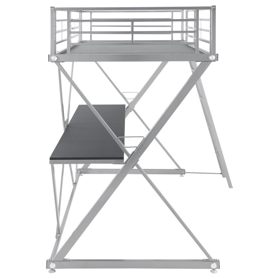 (image for) Hyde Metal Twin Workstation Loft Bed Silver