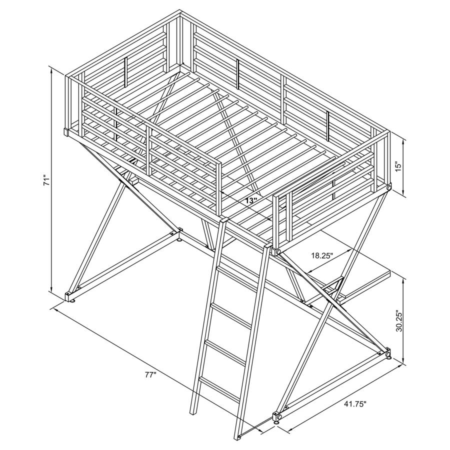 (image for) Hyde Metal Twin Workstation Loft Bed Silver