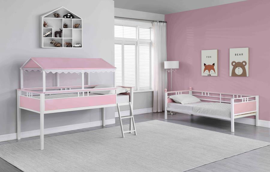 (image for) Alexia Twin Over Twin Workstation Bunk Bed Pink and White